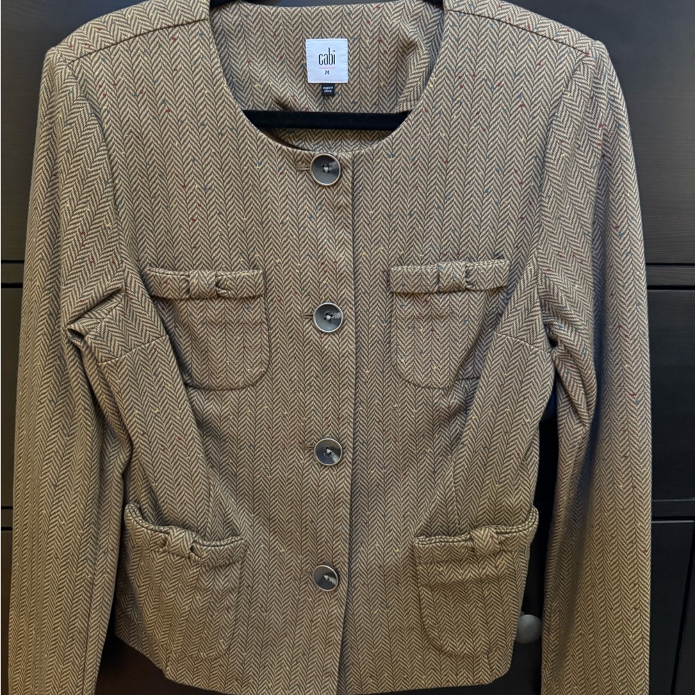 CAbi Beige Herringbone Blazer